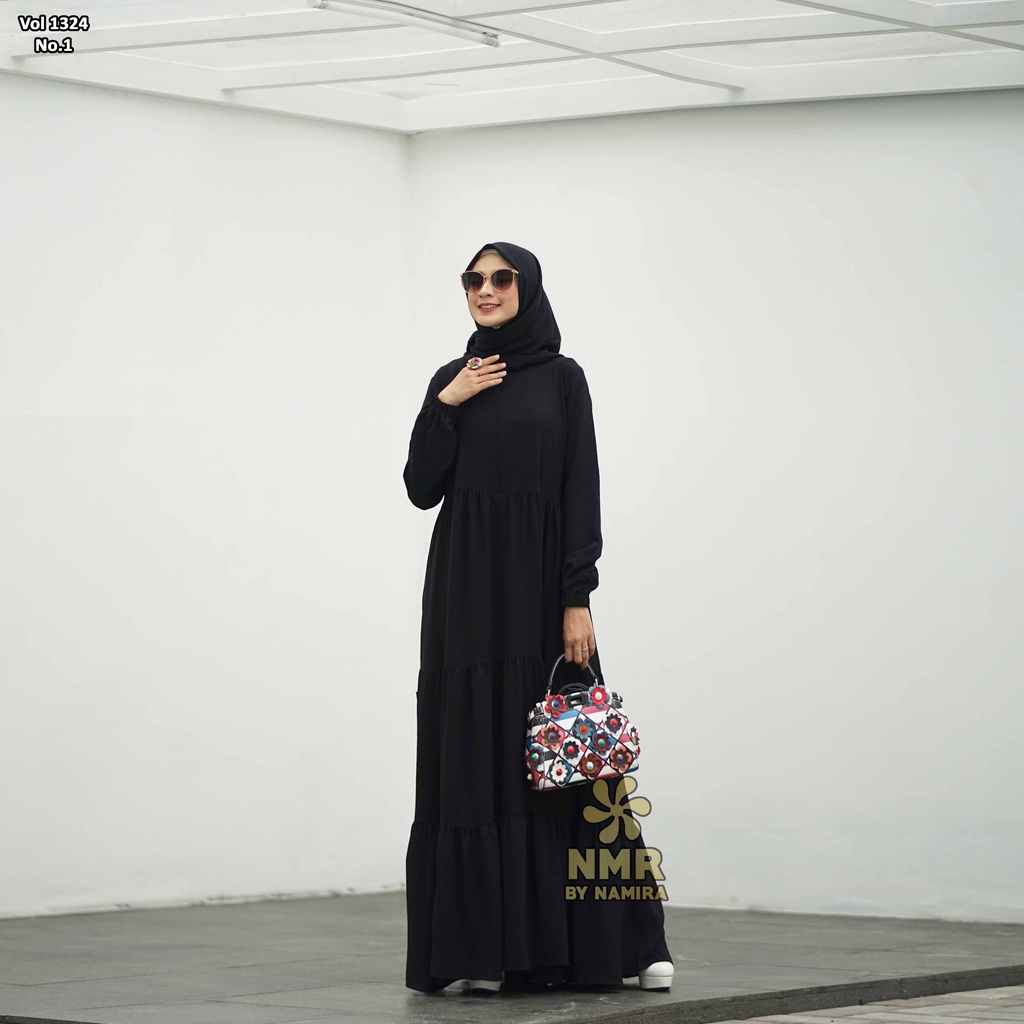 Gamis lebaran NMR Rayon Crinkle Vol 13241 Baju Lebaran BEST SELLER High Quality Casual Grosir Premiu