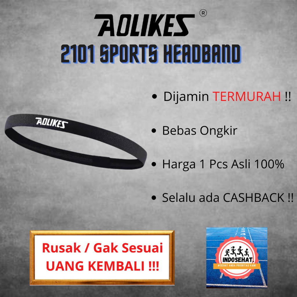 AOLIKES 2101 Headband Sport - Bandana Headband Ikat Kepala Olahraga Anti Slip & Serap Keringat