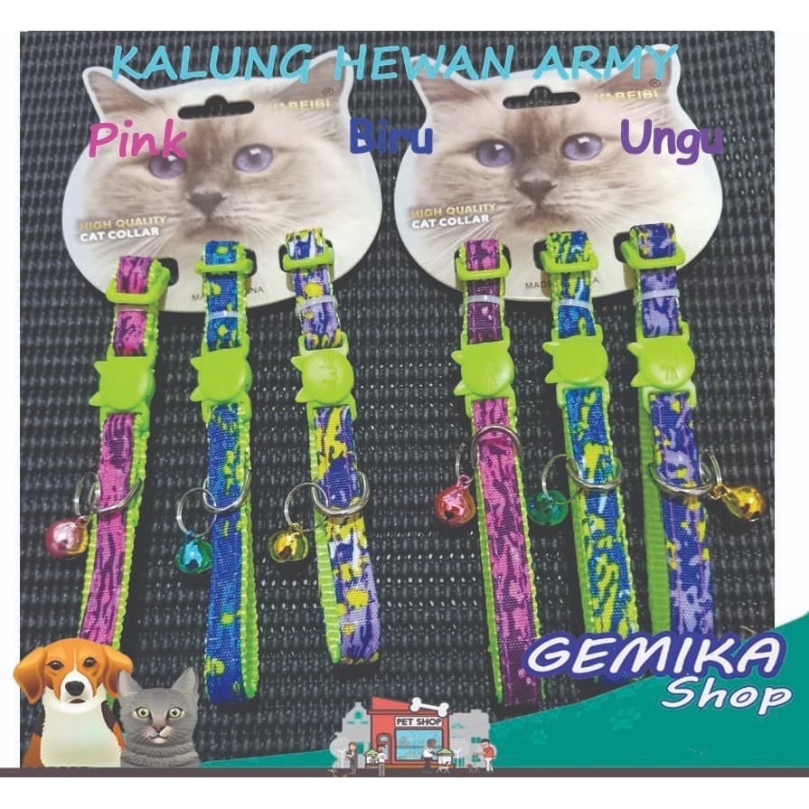 Kalung Hewan Motif Army - Kalung Kucing atau Anjing