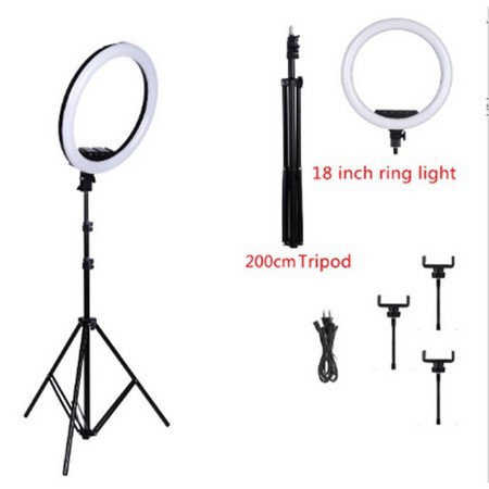 Ring Light 36cm + Light Stand Tripod 2.1MSelfie Vlogger Livestreamer/ HOLDER Hanphone, LIVE DLL