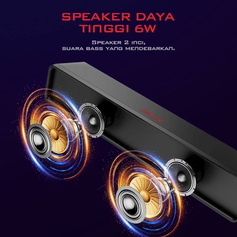 GAMEN GS8 Multimedia Speaker Gaming / Sound Audio / Sound Bar RGB Rhythm Light For Hanphone / Computer / PC / Laptop / Super Bass Original - Garansi 1 Tahun