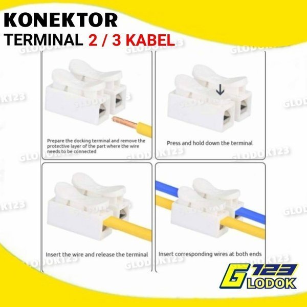 Quick Connect 2 3 Wire Pin Terminal Sambungan Klip Jepit Kabel Listrik