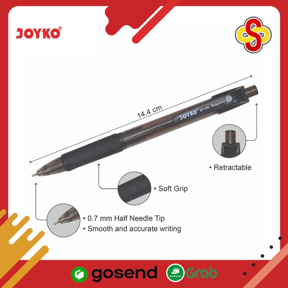 Pulpen / Pena Joyko BP-260 Respond 0.7 mm Hitam