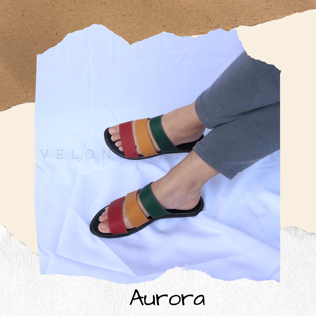 Sandal Papirut Velonesia Bisa COD Sandal Wanita Papirut Murah Sandal Kulit  Kokop EDCK001 - Aurora-7