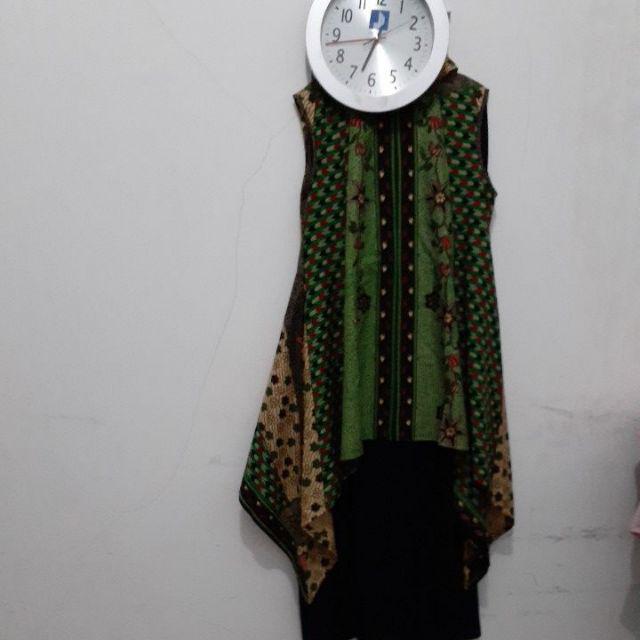 Tunik/outer Batik Ratoe Modern Model Krah Lipat, Runcing Samping Tanpa Tangan