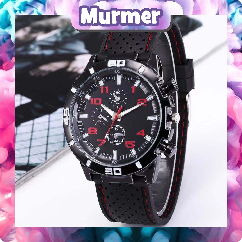 MurmerOfficial Jam Tangan Pria Sport Chrono Korea Fashion Quartz Men Silikon Analog Watch JT048