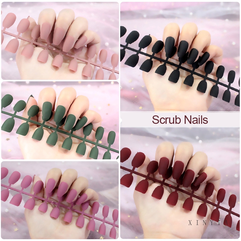 【COD】DIY 24 Pcs /fake Nails/ False Nails/kuku Palsu/ Nail Art/Stiker Kuku/nail Sticker/kuku/Sticker /No Glue