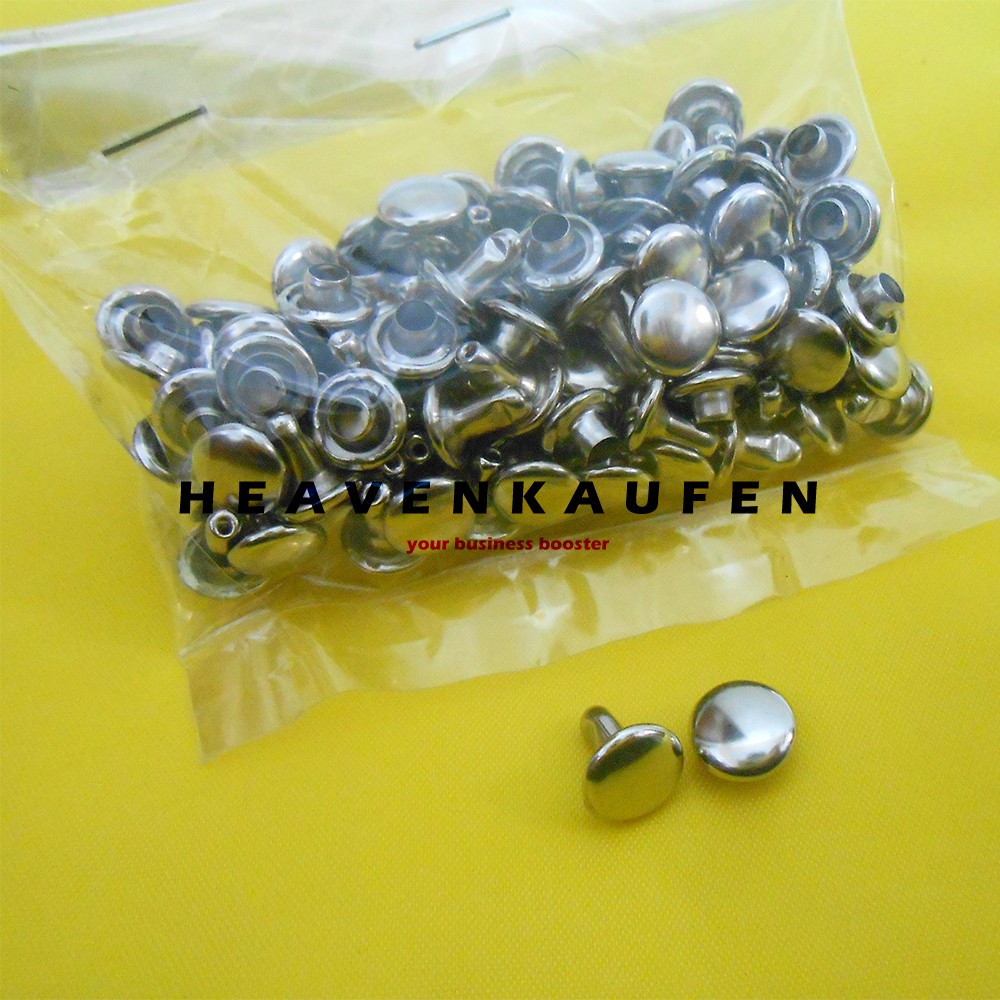 Paku Keling Rivet Centang / Gepeng Nikel Silver 9 mm Bolak Balik Harga Per Pack isi 50 pasang