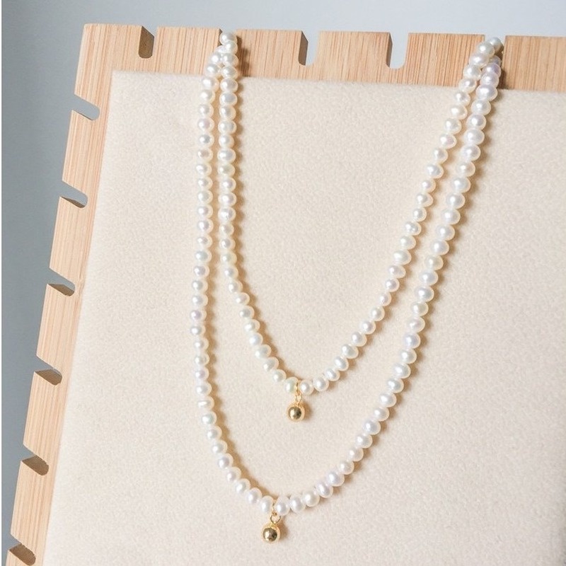 Retro fashion niche elegant simple bead baroque pearl necklace