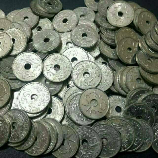 UANG KOIN KUNO 1 SEN BOLONG