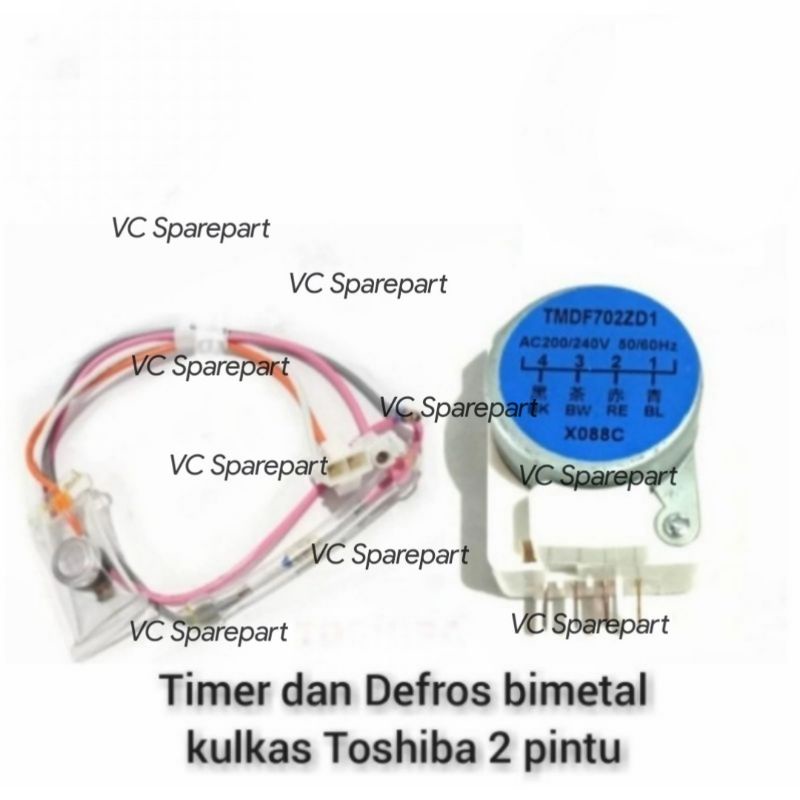 Timer Defrost Bimetal Kulkas Toshiba 2 pintu 1 SET