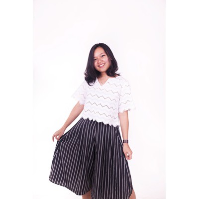 Celana Kulot Wanita Stripe Hitam - Brand GU