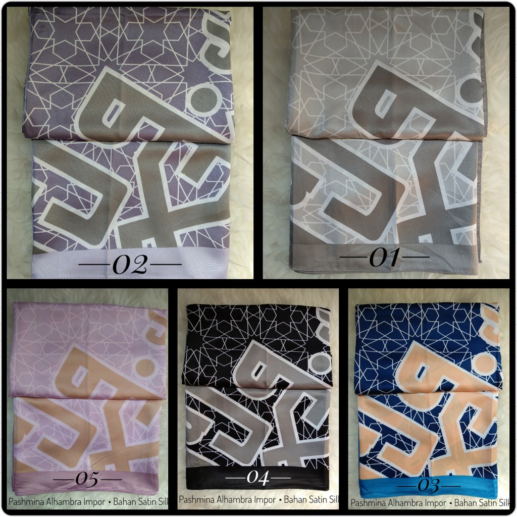 Hijab Pashmina - Hijab impor - Pashmina Satin - Pashmina Alhambra - Impor Malaysia