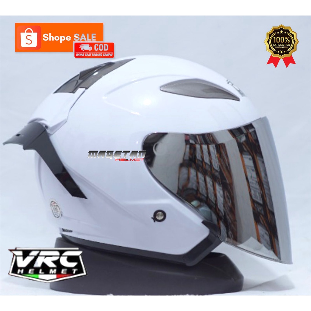 HELM VRC CENTRO SOLID/POLOS (paket ganteng spoiler)-PUTIH SPOILER