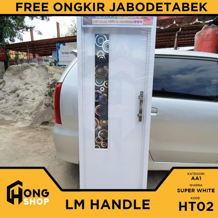 Pintu Kamar Mandi PVC Cermin (Putih Stiker Hitam)