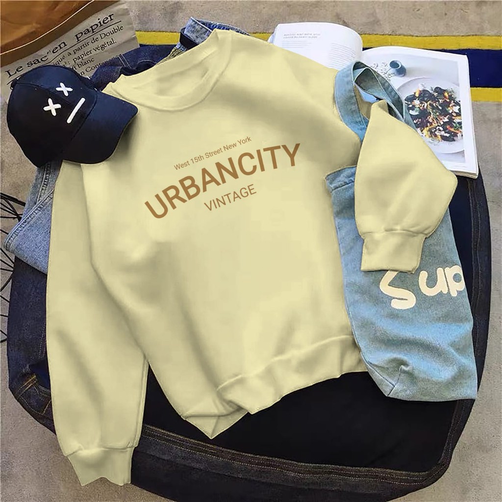 Sweater Urban City VIntage - Atasan Wanita Dan Pria - Bahan Fleece - Allsize