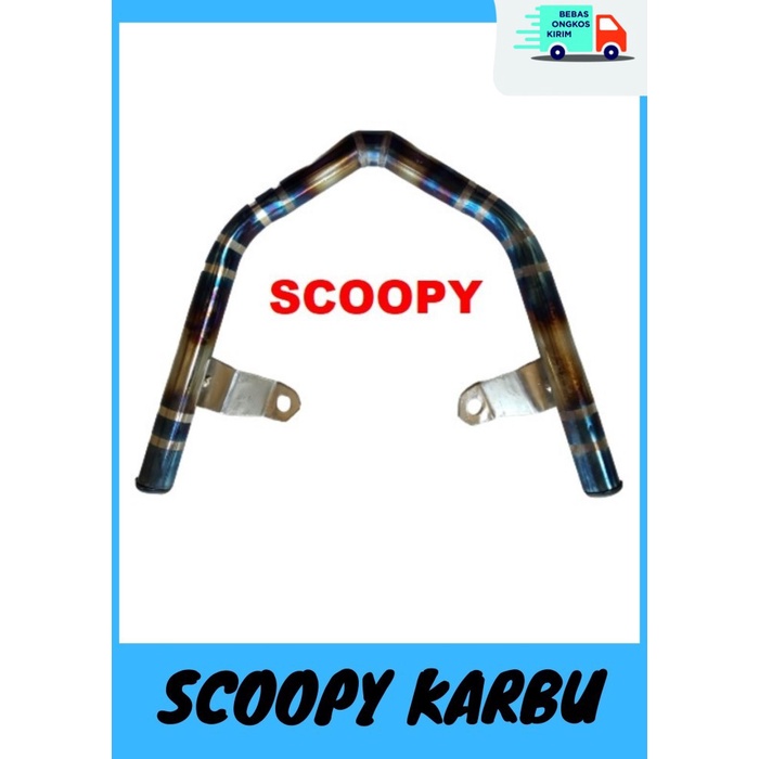 COD Behel Belakang Motor Scoopy Two Tone Bahan Full Stainless - Blue ORI