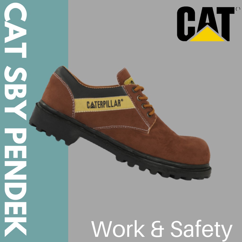 Sepatu Pria Caterpillar Sby Coffe Low Pendek Ujung Besi Safety Kerja Lapangan Termurah