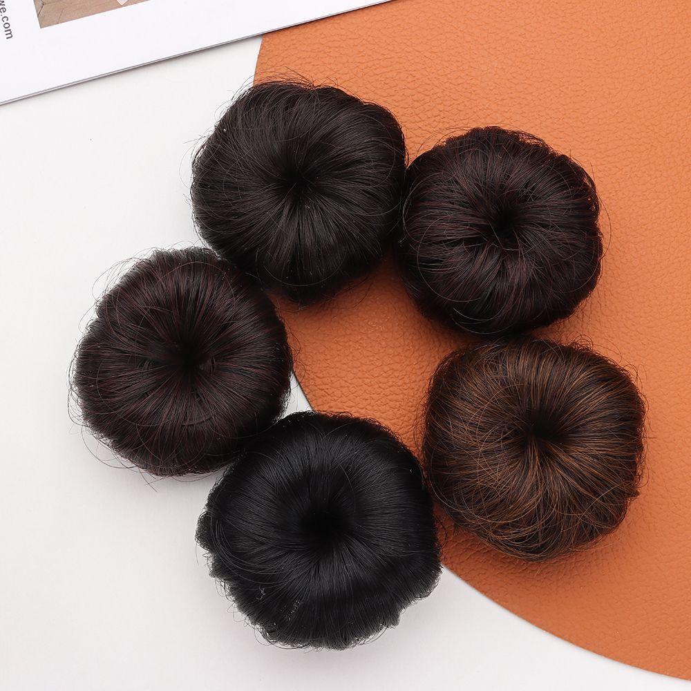 Solighter 2PCS Wig Rambut Anak Perempuan Dekorasi Rambut Kasual Hitam Coklat Natural Wig Sintetis