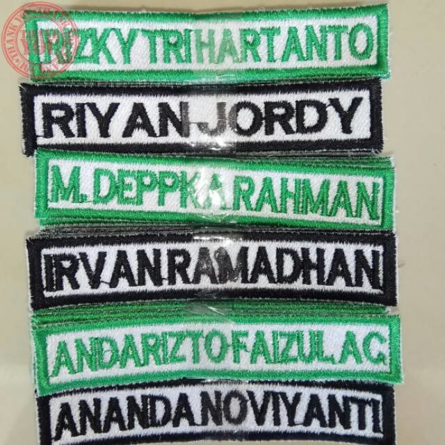

Nama siswa/Nametag Full bordir Bordir Nama Dada