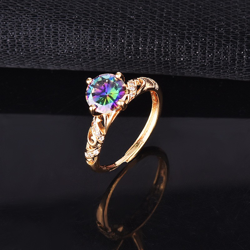 pt950 emas laser warna-warni berlian wanita cincin kawin perhiasan disesuaikan