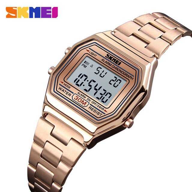 SKMEI Jam Tangan Digital Fashion Wanita  1415 Aneka warna Hitam Merah Biru Hijau kuning Titanium Gra