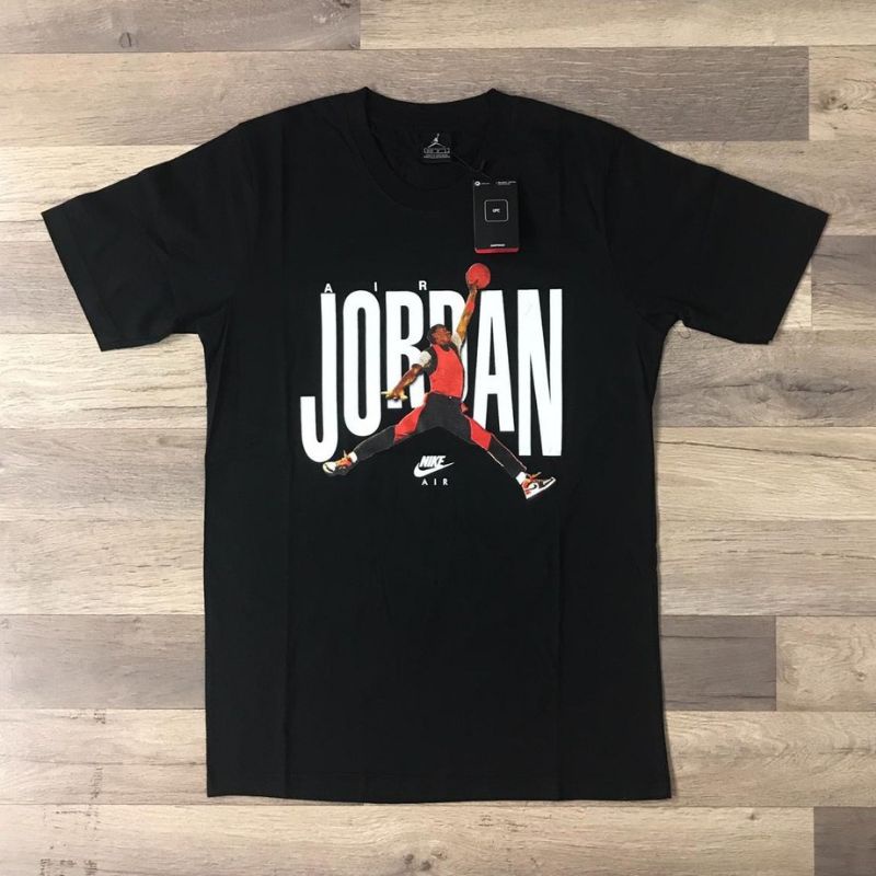KAOS BAJU T SHIRT ATASAN DISTRO JORDAN AIR JORDAN JUMPMAN HITAM USA M L LAKI LAKI PEREMPUAN PRIA WAN