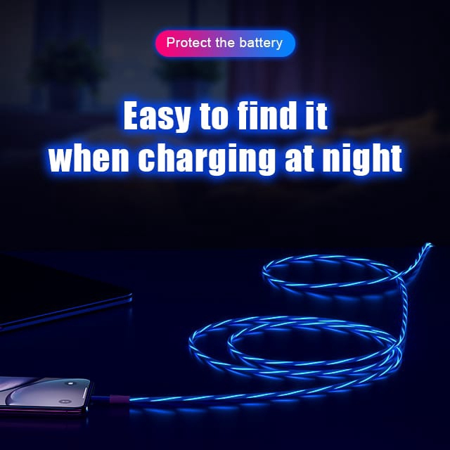 YOUNGPRO CG100 Kabel TYPE C LIGHTING MICRO USB Glowing Flowing Fast Charging QC3.0 Fast Transfer Dat