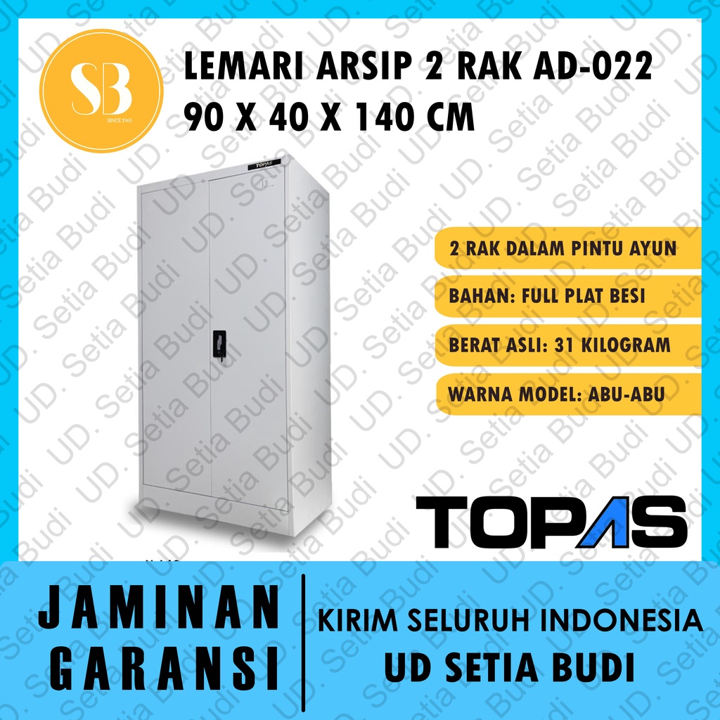 Filling Cabinet Lemari Arsip Besi 2 Rak Pintu Ayun TOPAS AD 022