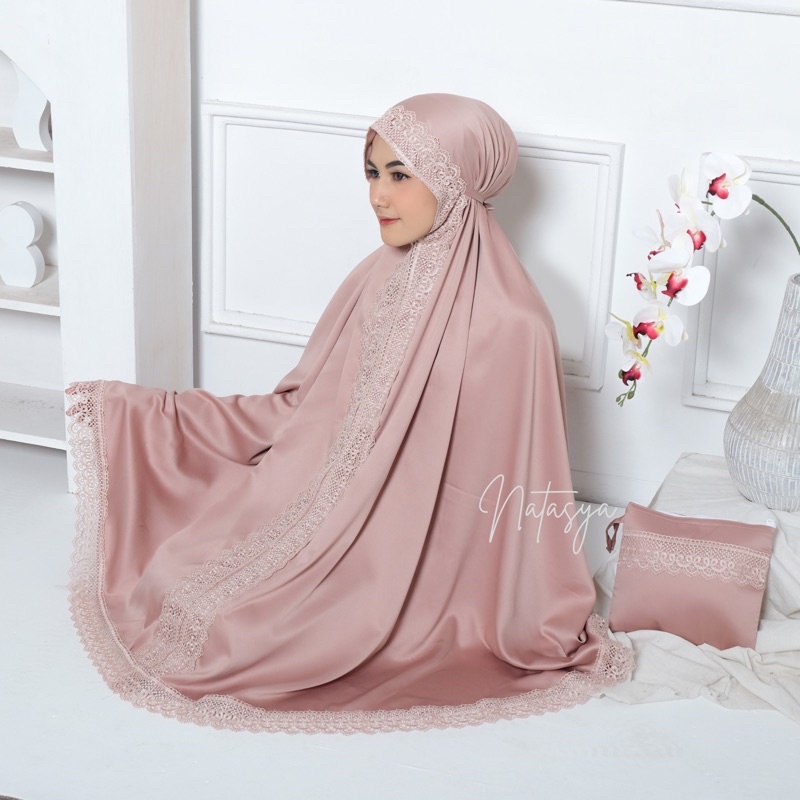 NATASYA - Mukena Dewasa 2 In 1 Renda Premium Sutra Velvet