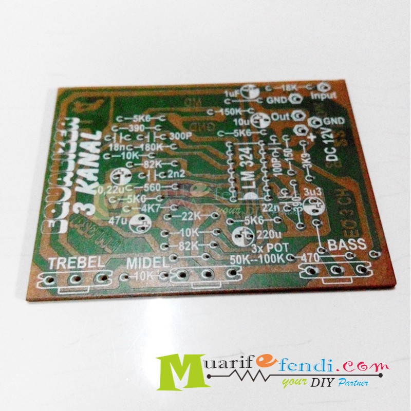 PCB Equalizer Potensio Mono 3 Channel OPAMP LM324 221