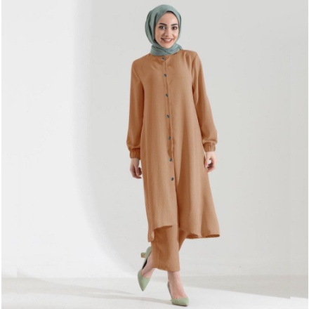 Setelan Wanita One Set Goldish Daily Busui Wanita Long Tunik Set Moscrepe Setelan Tunik Dan Celana H