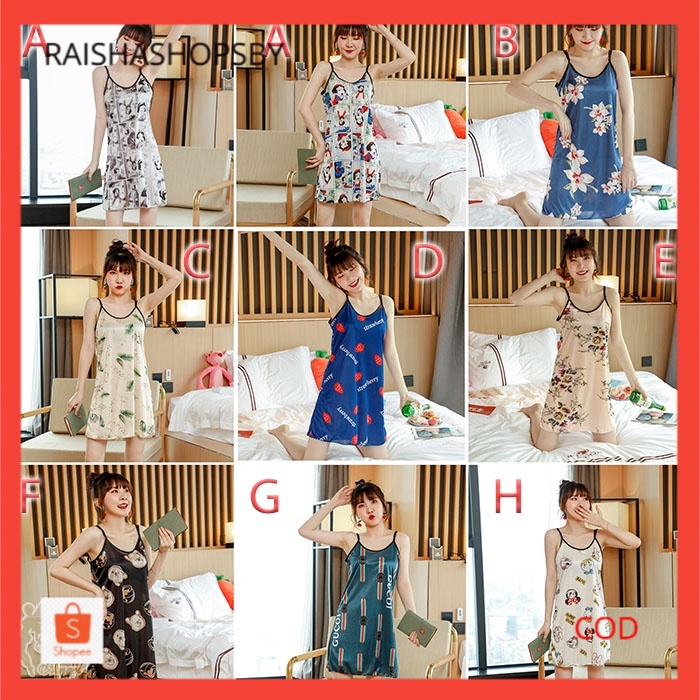 Daster Baju Tidur Wanita Satin Sexy Sleepwear