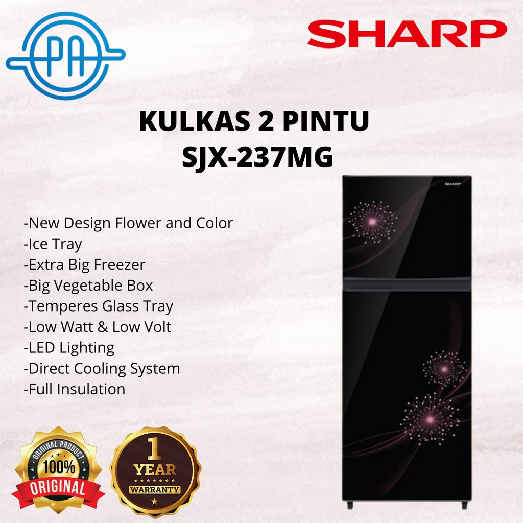 KULKAS SHARP LEMARI ES 2 PINTU SHARP SJ237MG SJX237 SJN237 SJ 237 MG