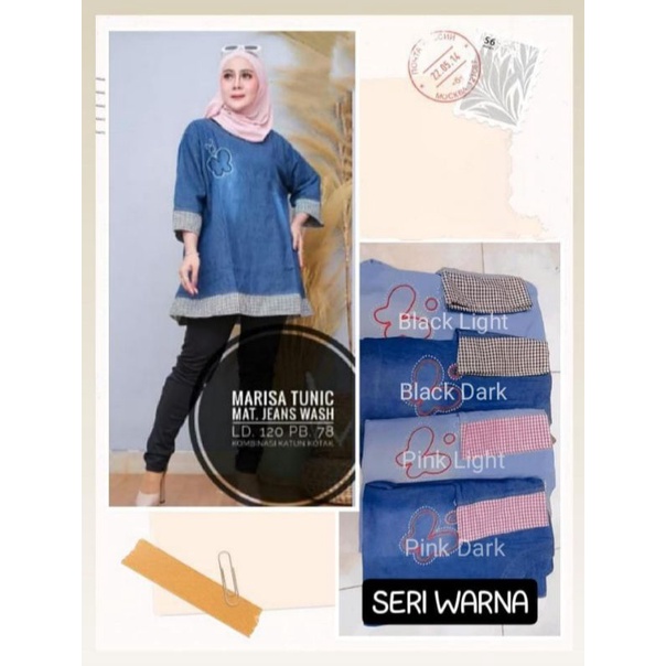 BUTTERFLY TUNIK - MARISA TUNIK | Tunik Jeans Wanita Mix Katun LD120 | Tunik Jumbo Wanita Kekinian