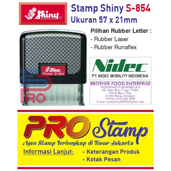 

Stempel Custom Warna Otomatis Shiny S-854 / 56 X 20mm Custom Text & Logo