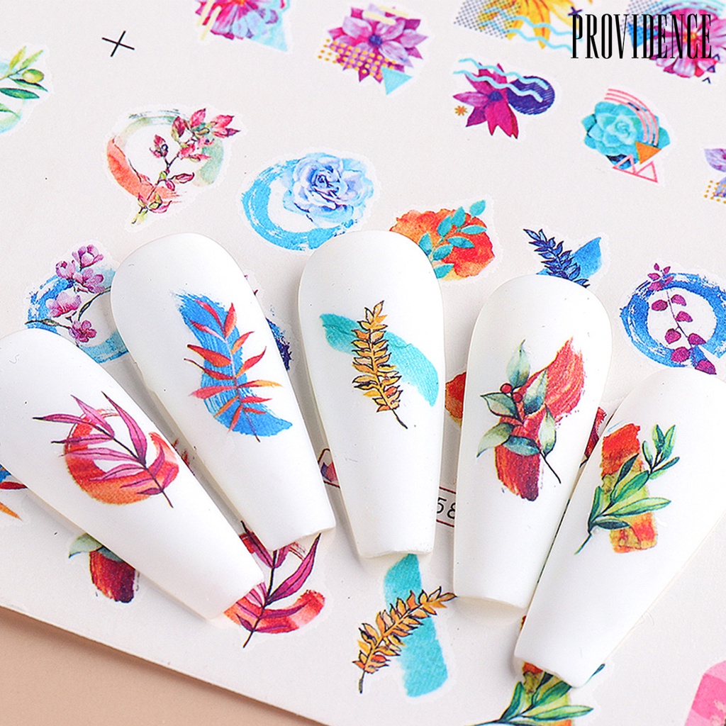 Providence Watercolor Nail Flower Sticker Various Patterns Ultra Thin Floral Leaf Transfer Slider Nail Foils for Manicure