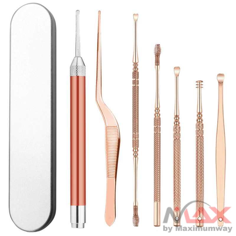 Pembersih Telinga Korek Kuping Ear Spoon LED 7 PCS perawatan wajah kecantikan Make up makeup