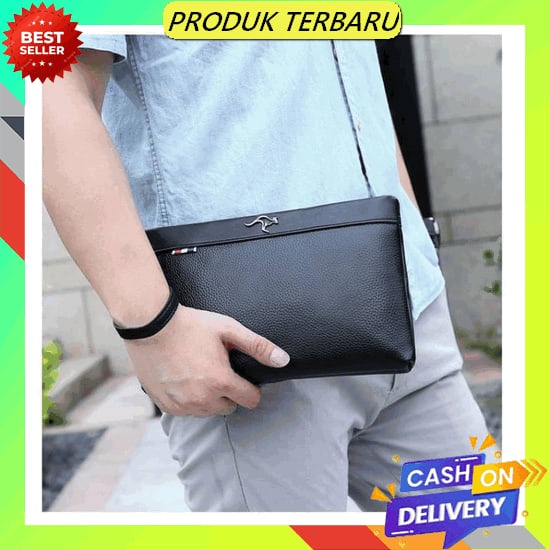 Pouch Coach Pria Clutch Bag Handbag Kulit Coach Zip Signature Black W51 Business Clutch Model Canber