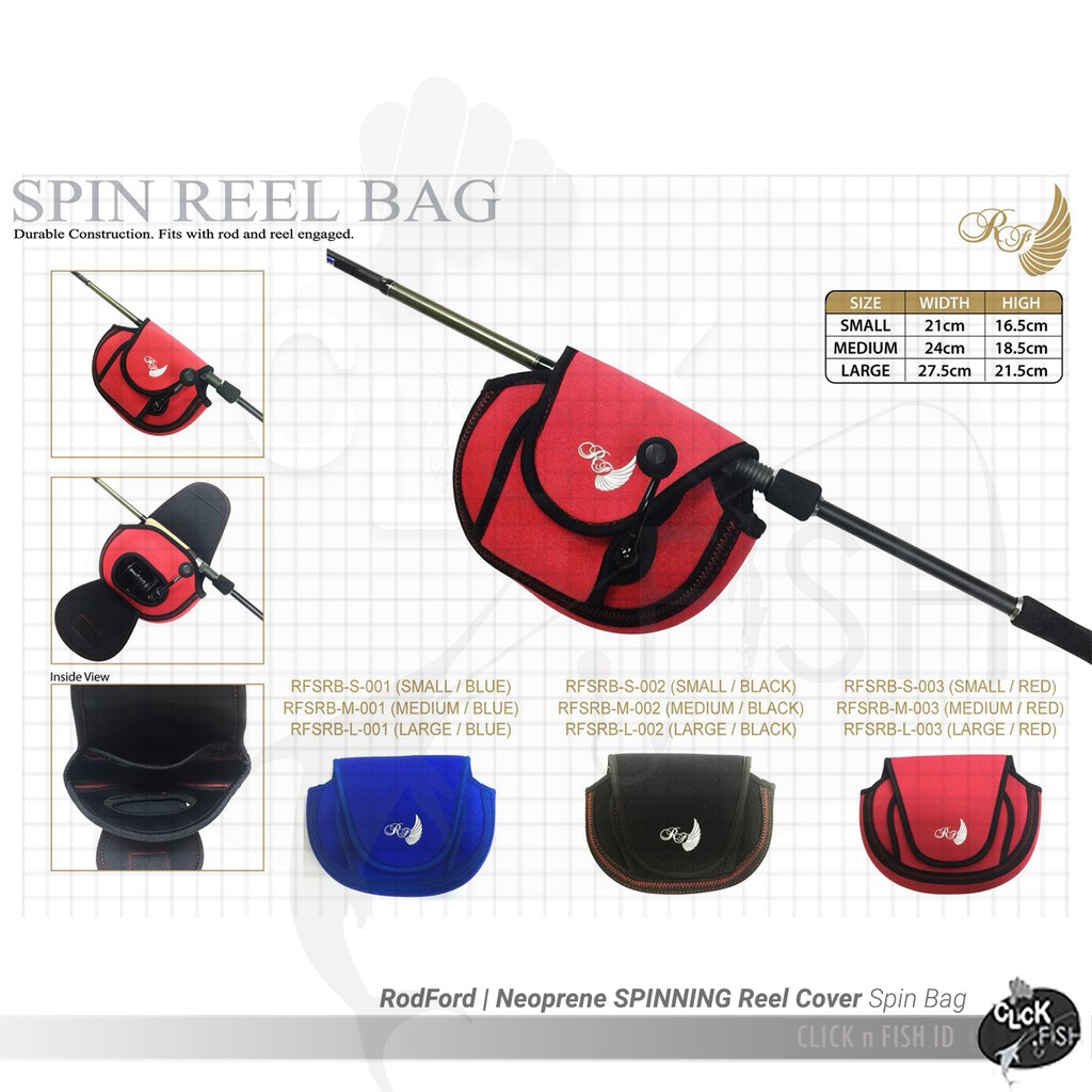 RodFord | Neoprene SPINNING Reel Cover Spin Bag - Size S/M/L - Pelindung ril pancing laut terbaik