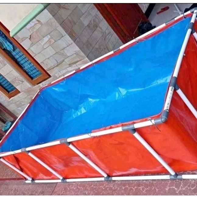full set terpal kolam ikan 200x100x50 type A5 atau A8 atau A12 fullset beserta kerangkanya
