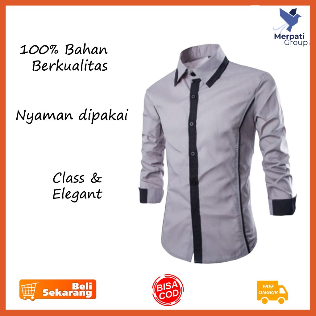 Kemeja Pria Cowo Polos Distro Fashion Men Import Trendy A8P7 Motif Terbaru Kekinian Kasual Cowok For