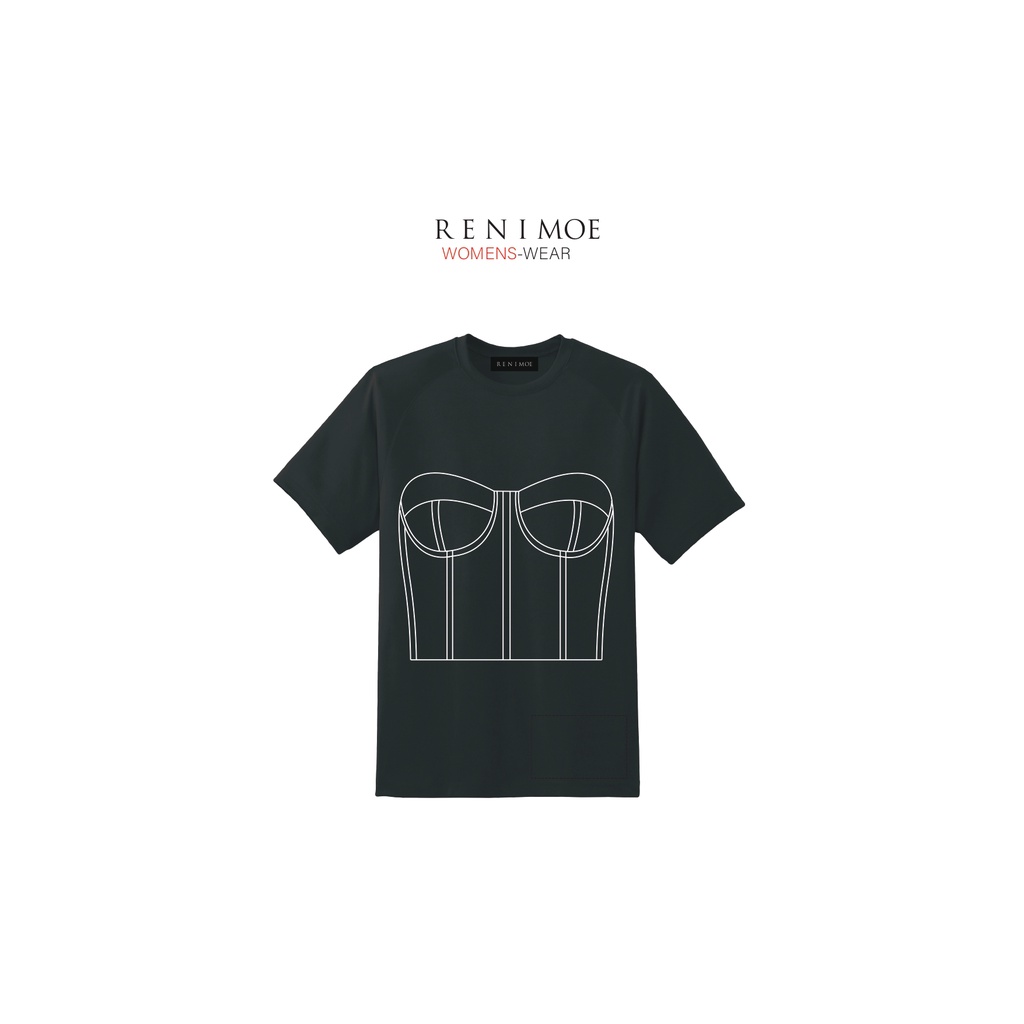 Kaos Wanita/Womenswear Warna Hitam Sablon Kemben Bustier Putih Brand Renimoe Oversize Regular Size