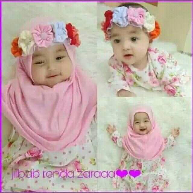Jilbab renda bayi/mahkota bunga