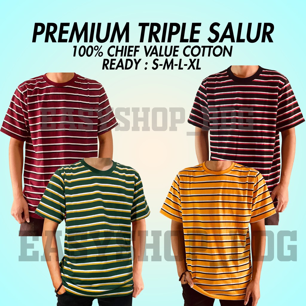 kaos salur dewasa pria wanita katun 30s kualitas distro asli bandung basic stripe tshirt