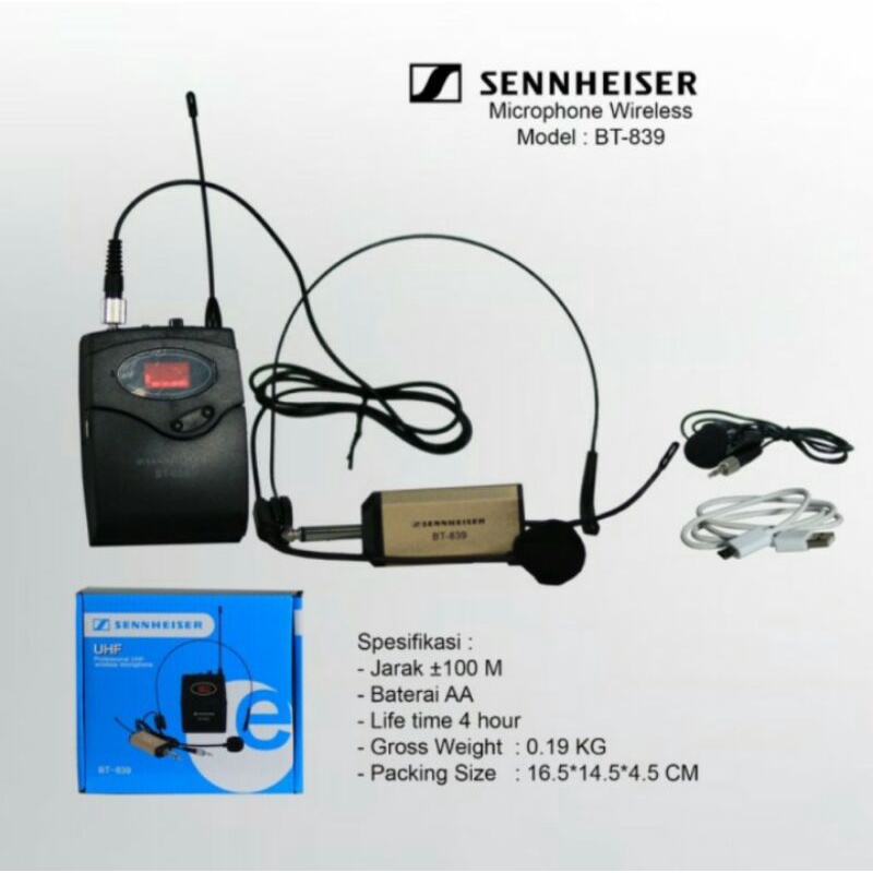 Mic Wireless SENNHEIER BT839 Headset BT 839 Clip on Bt839