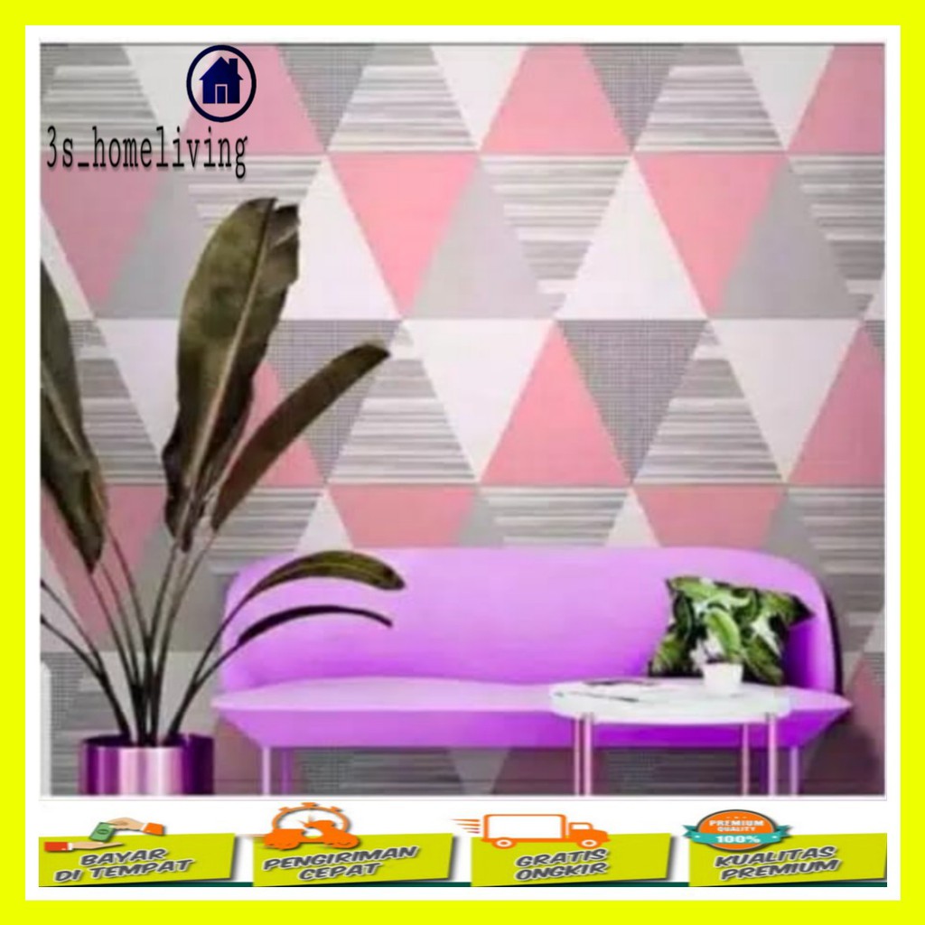 (COD) Wallpaper Dinding Segitiga Pink / Wallpaper / Wallpaper Segitiga Pink / Wallpaper Pink 900