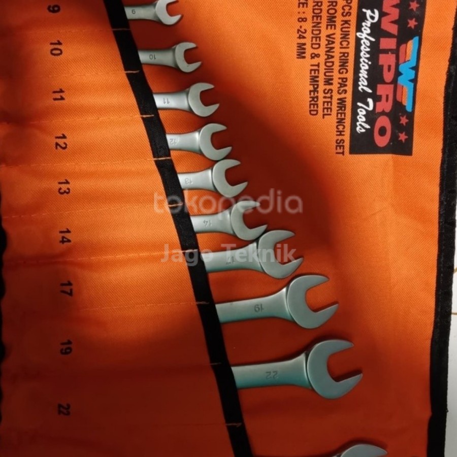 Kunci Ring Pas Set 11pcs satin CRV 8-24mm WIPRO / Ring Pass Set Wipro