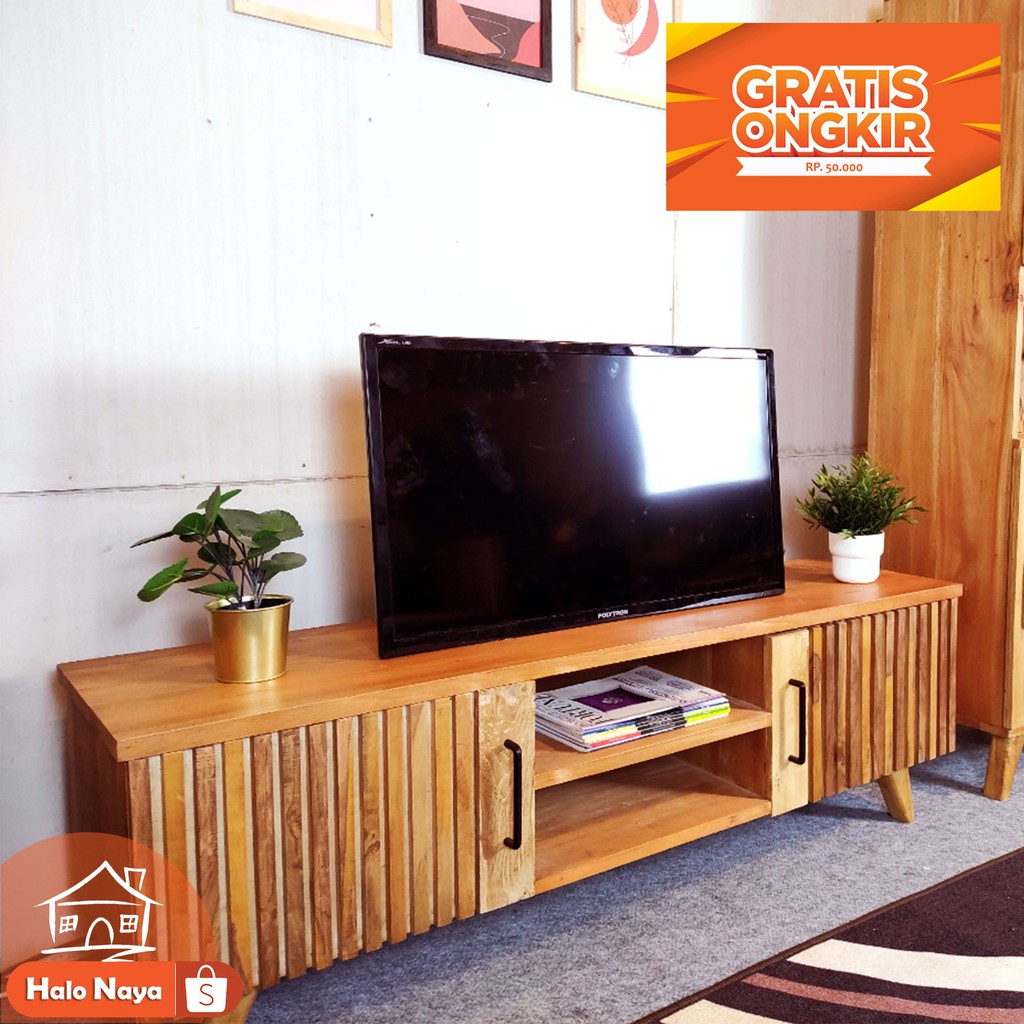 Buffet Meja Lemari TV Kayu Mahoni Solid Desain Natural Asli Produksi Jepara HALO NAYA