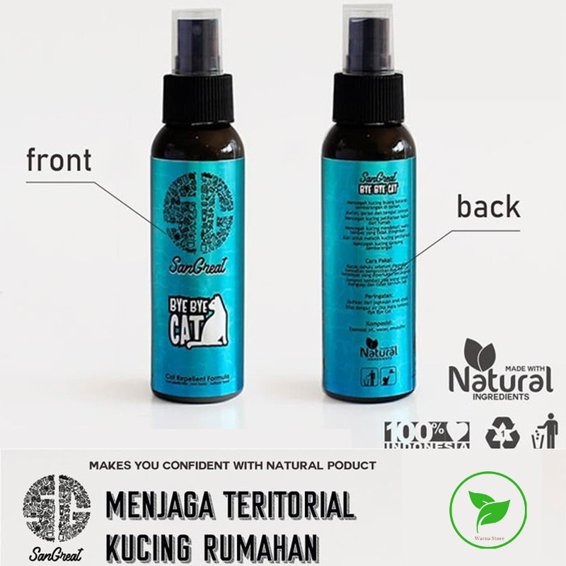 BYE BYE CAT SPRAY 100 ml - Spray Pengusir Kucing-Natural Cat Repellent Spray - Cegah kucing buang kotoran sembarangan dan usir kucing liar